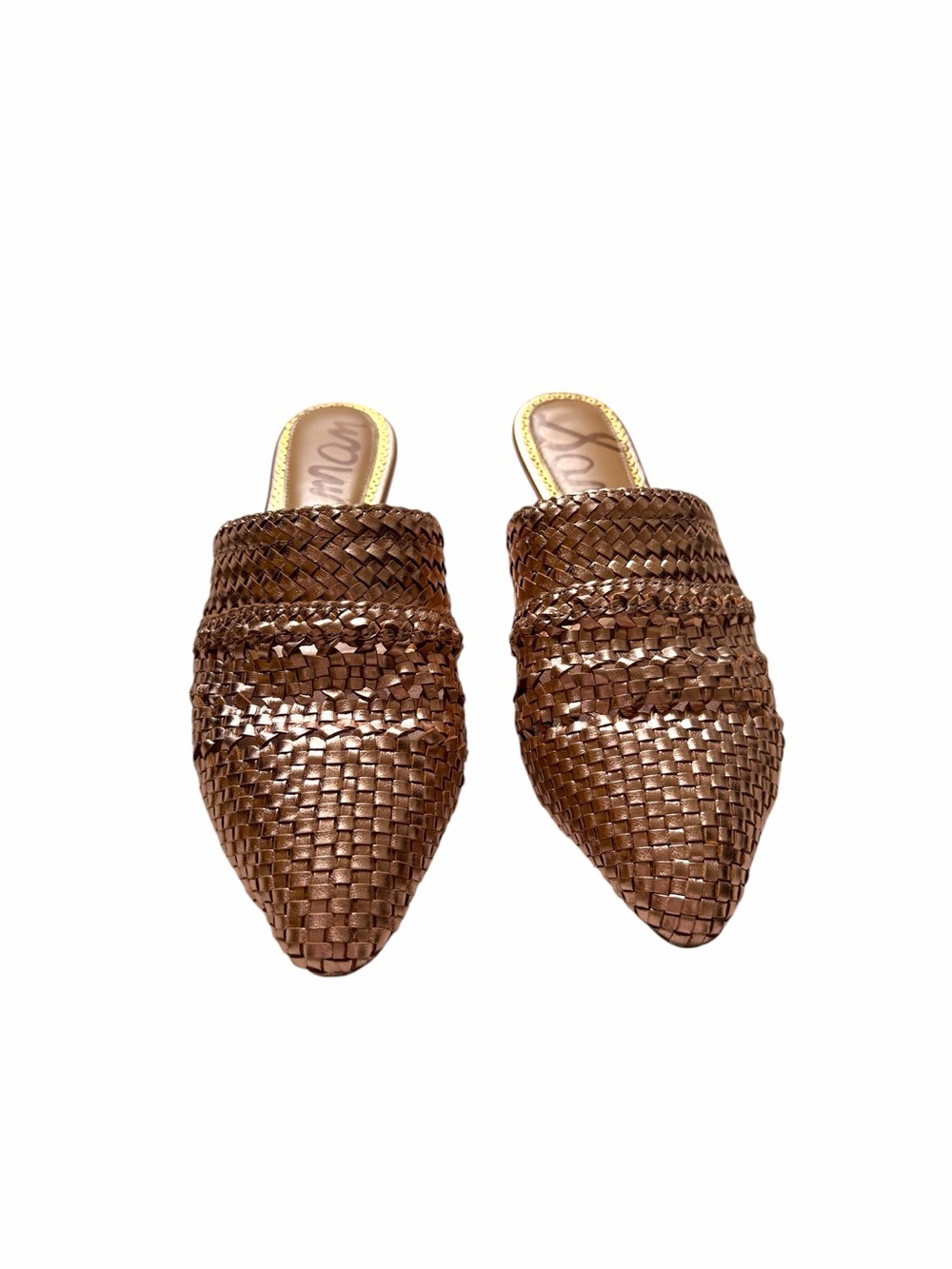 Sam Edelman Woven Pointed-Toe Natalya Mule in Metallic Rose Gold sz 9.5 - Picture 2 of 5